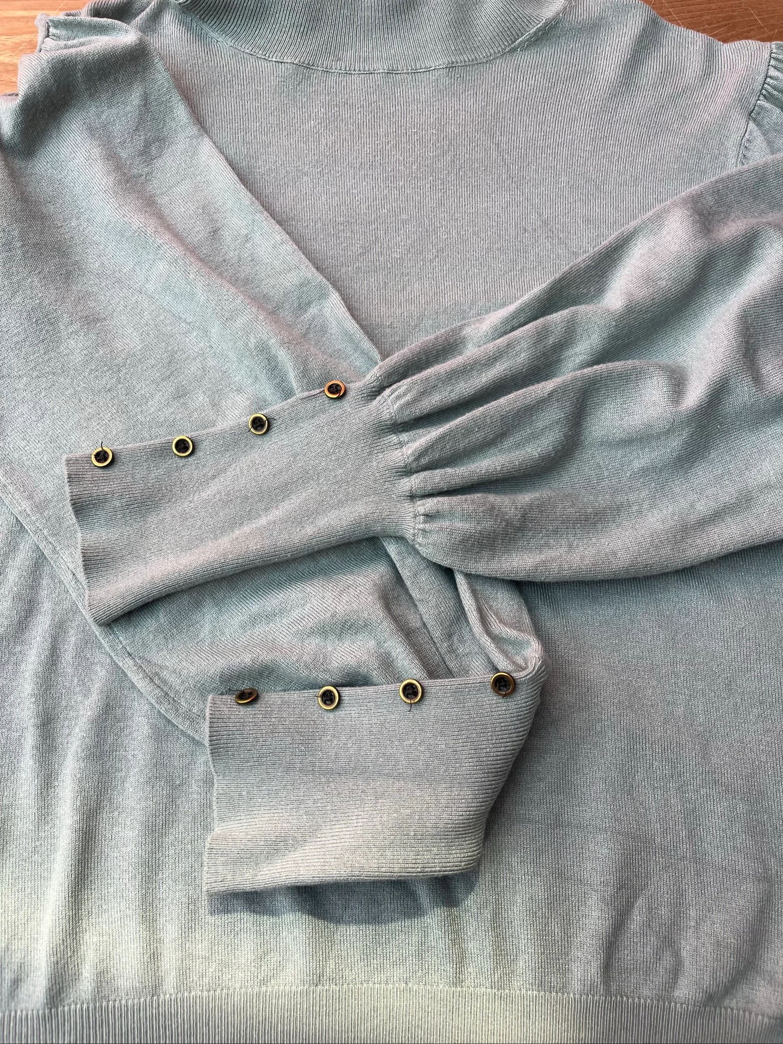 🌺 𝒎𝒛 | Suéter de lana azul hielo para mujer talla 44 | punto fino | manga abalada – photo 4
